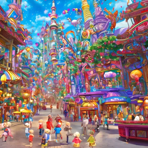 The ultra -The high-definition, Ultra-detailed, Beautiful, ​masterpiece、Beautiful digital art、digitalart、colourfull、Beautiful colors、amusement park, Universal Studios Japan,Family playing happily,Smiling family、ssmile、 Family holding hands、family、
