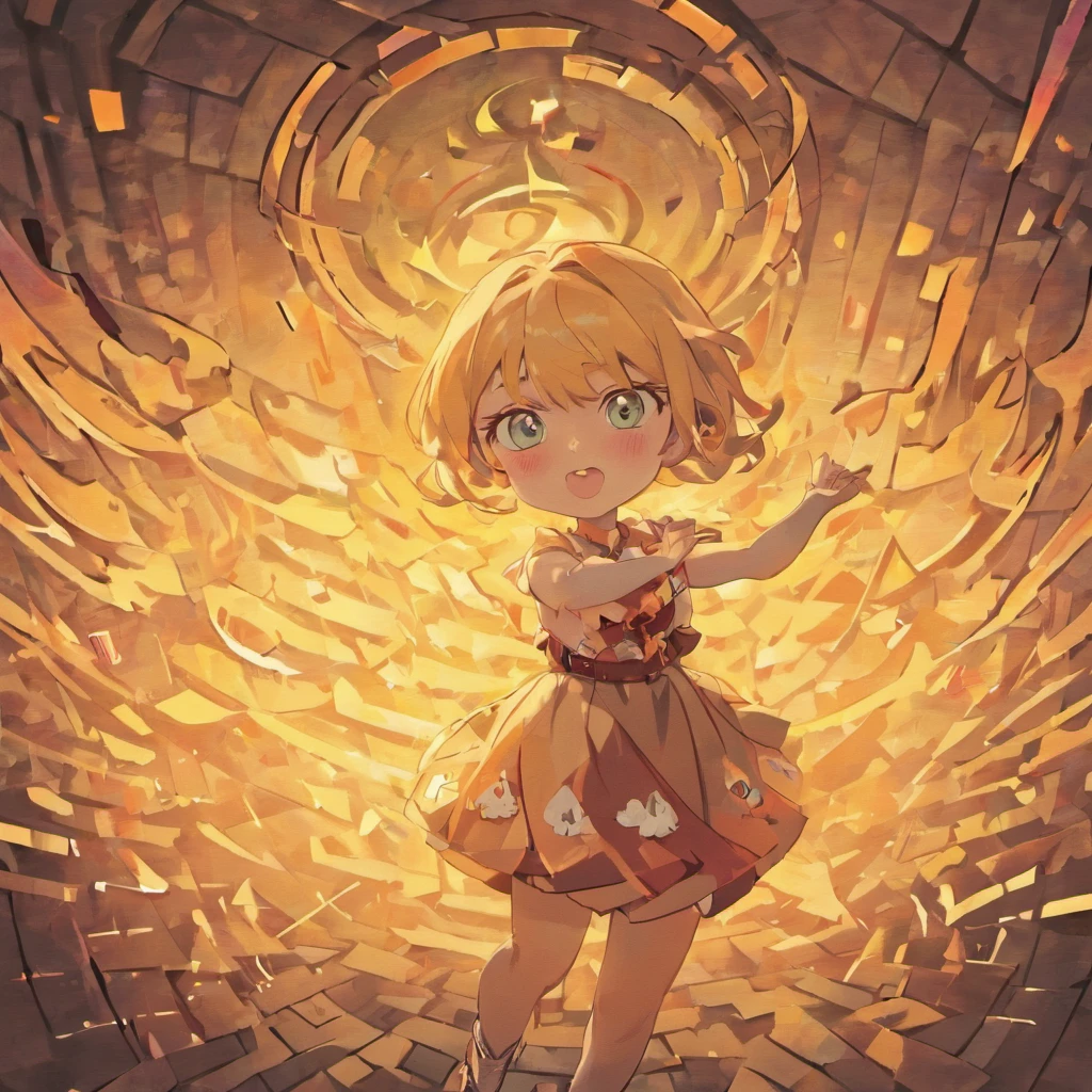 Anime girl with a golden halo in a golden room - SeaArt AI