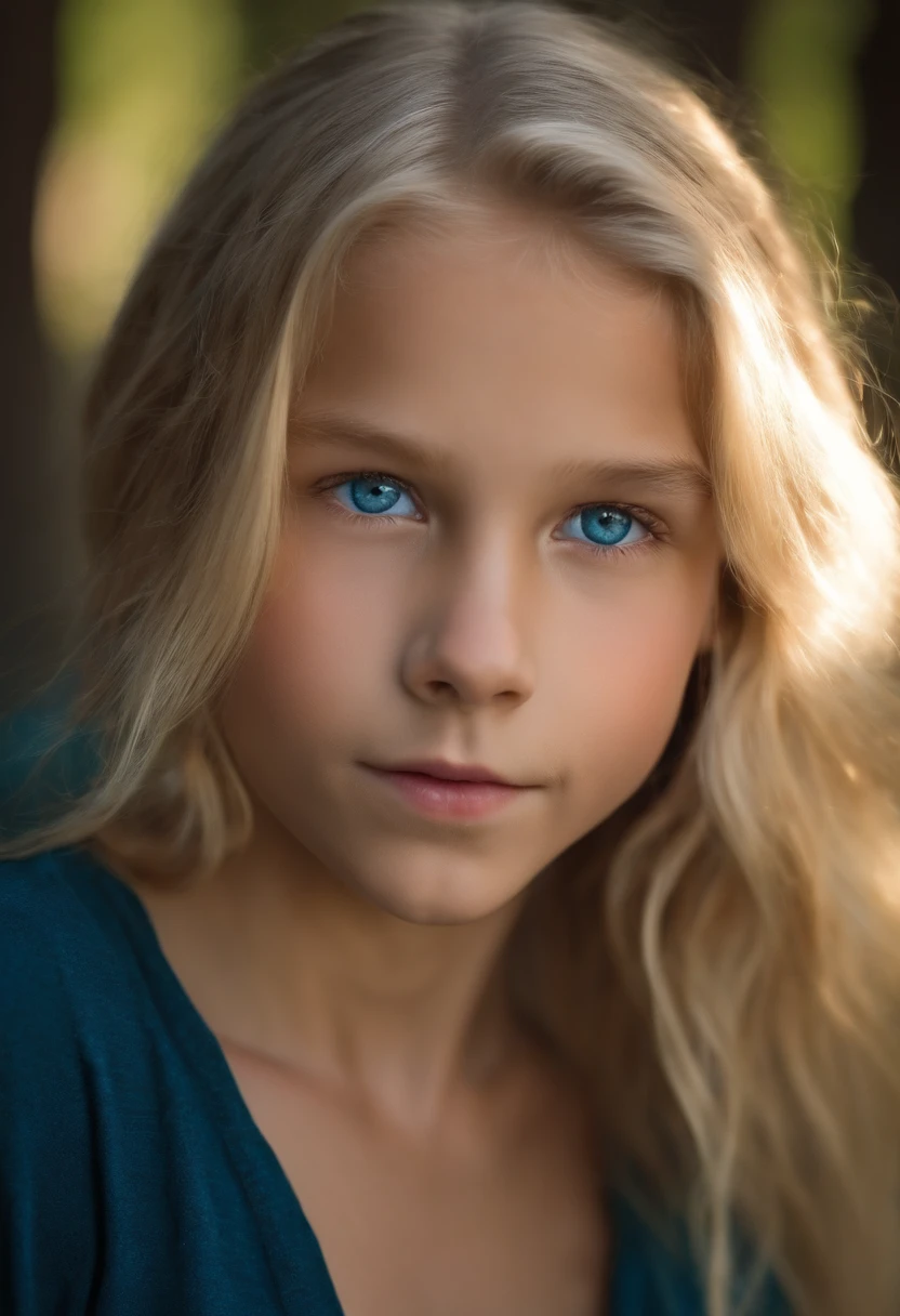 A close up of a young girl with blue eyes and blonde hair - SeaArt AI