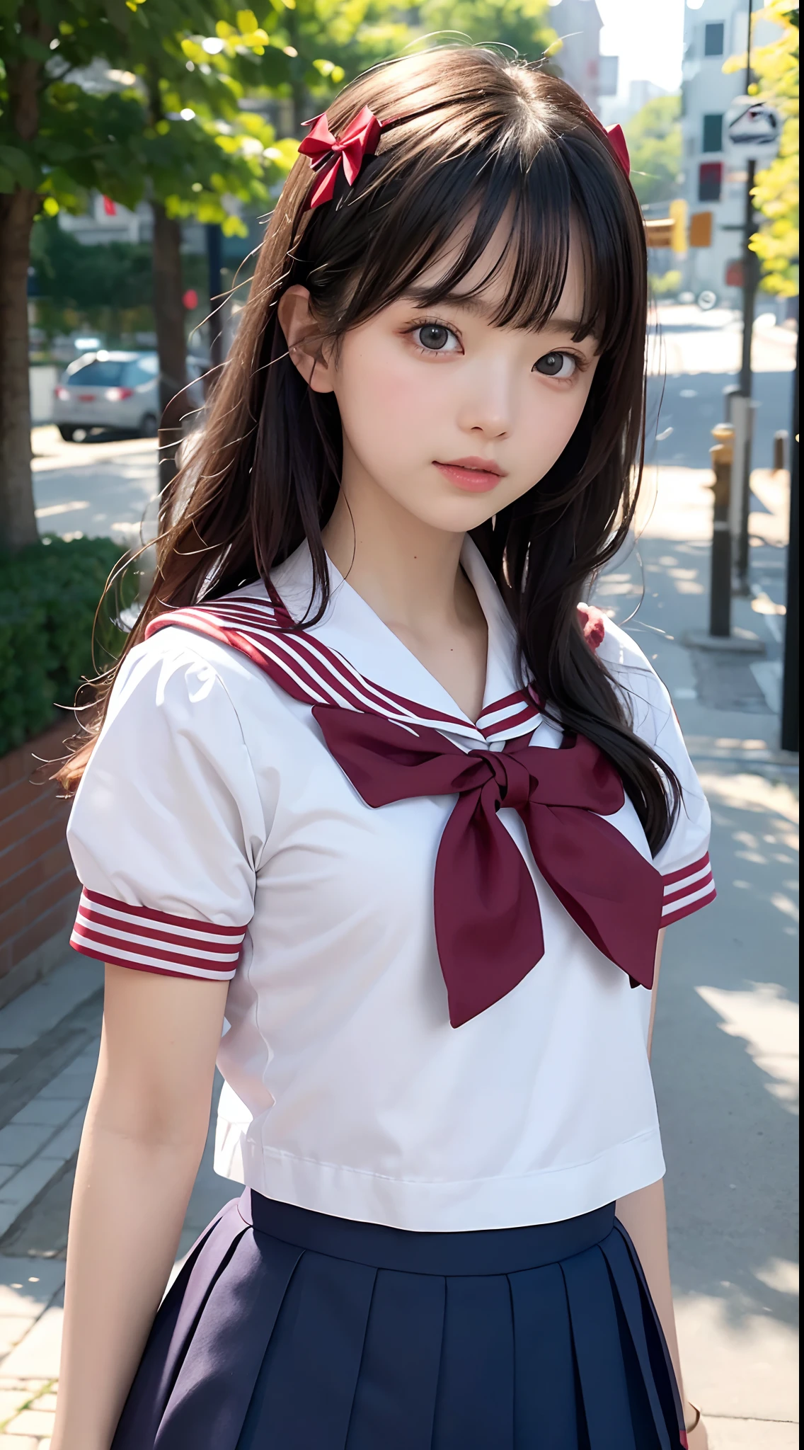 Arafed asian girl in a sailor outfit posing for a picture - SeaArt AI