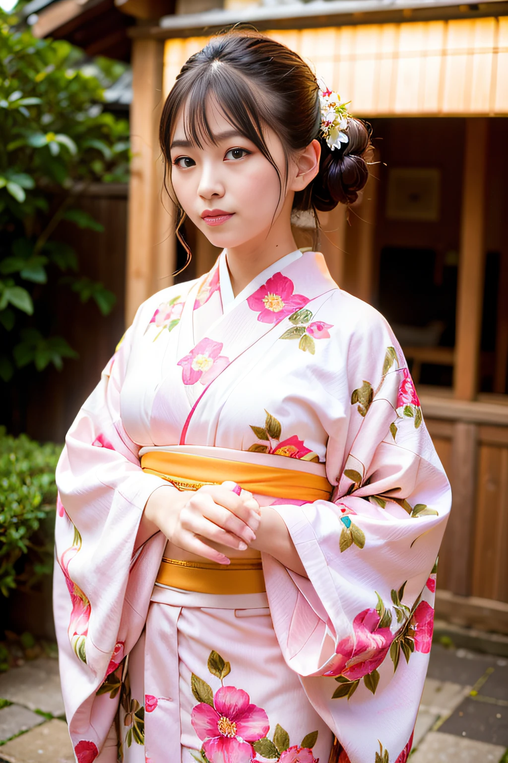 Belle femme, (porter un kimono à fleurs rose_vêtements: 1.3), vacances, Kanazawa Kenroku-en,
Bonnes mains, 4K, Haute résolution, chef-d&#39;œuvre, Qualité supérieure, Tête: 1.3, (((Photo Hasselblad)), grand, peau fine, netteté, (éclairage de cinéma), nuit, Éclairage doux, angle dynamique, [:( Visage de détail: 1.2]: 0.2], dehors,