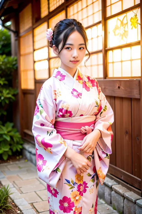Beautiful woman, (wearing pink floral kimono_clothes: 1.3), holiday, Kanazawa Kenrokuen,
Good hands, 4K, high resolution, master...