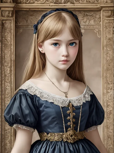 Best quality, Masterpiece, high resolution, Original, highly detailed wallpaper, Beauty, baroque period, dress, Sad, Small face、...
