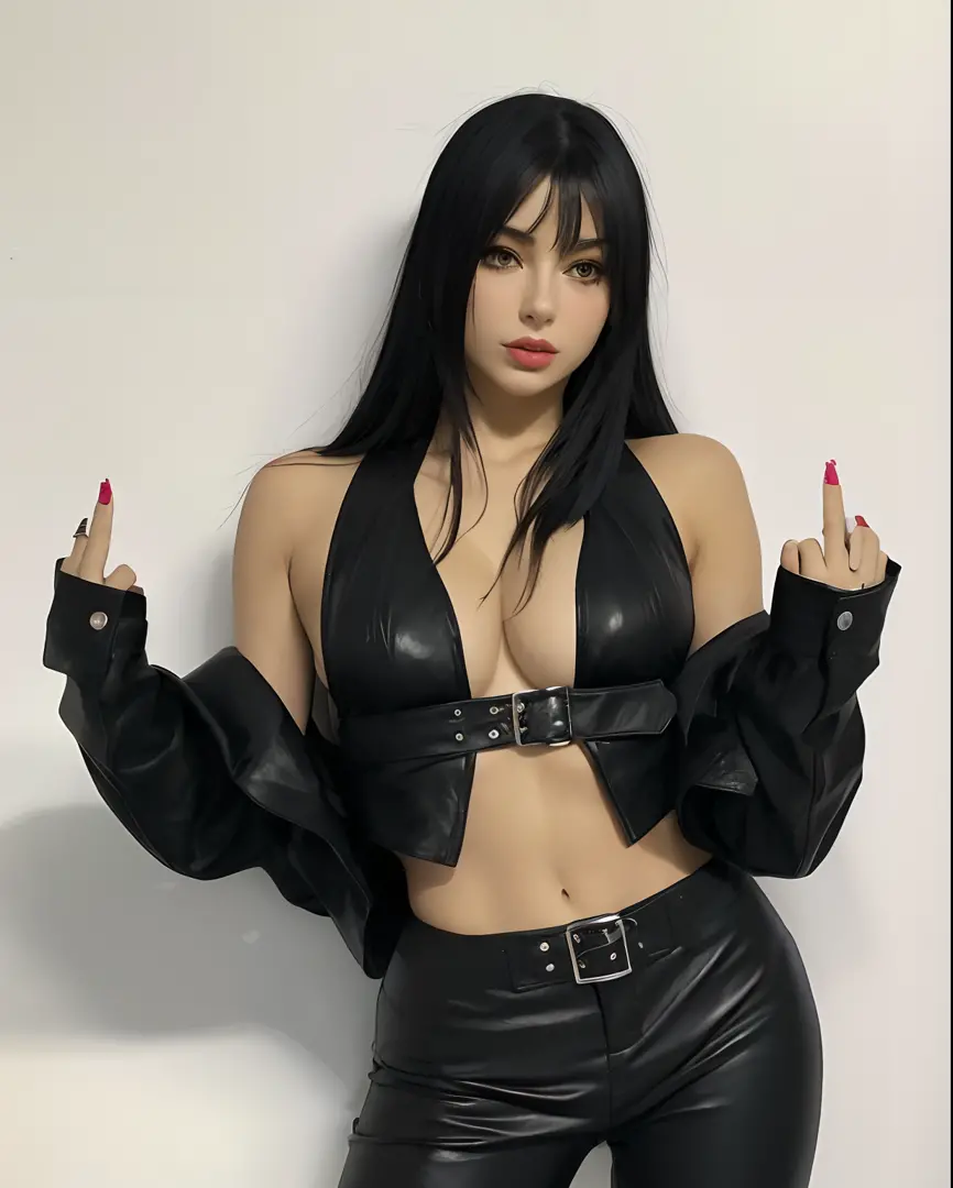 a Korean woman with very long black hair poses for a very sensual