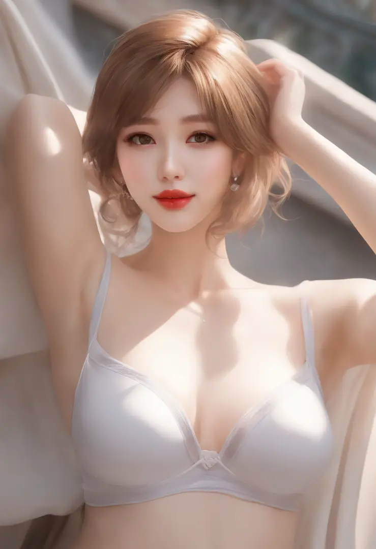 anime girl, realistic shadows, detailed skin, very small breasts