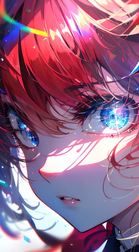 (high quality art,anime,ultra-detailed),(best quality,4k,8k,highres,masterpiece:1.2),beautiful detailed lips,extremely detailed eyes and face,Red hair,sparkling eyes, blue eyes, (detail eyes:1.3), standing,city scenery