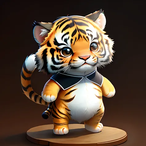 Cute tiger，Kawaii Chinese style，standing on your feet，Human image，kawaii，frontage