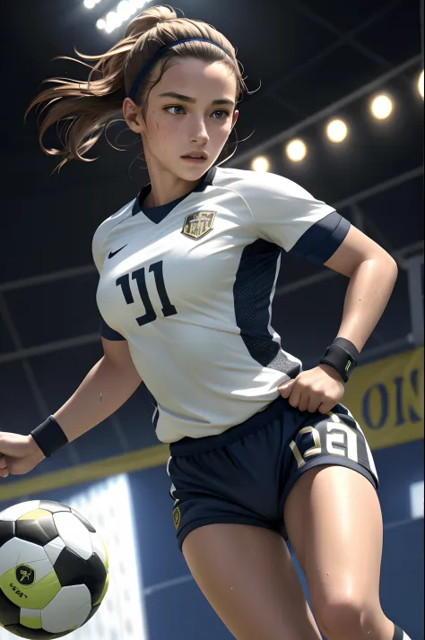 (Best Quality,8K,hight resolution,masuter piece:1.2),Ultra-detailed,Realistic:1.37,Portrait,Dynamic Angle,(Women's Soccer Player...