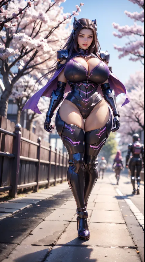 1GIRL, SOLO, (ssmile, makeup, beautifull eyes, red libs, silver dragon horn helm), (BIG BUTTOCKS, HUGE BOOBS:1.4), (MECHA GUARD ARM, GLOVES), (purple, GIRL IN MECHA CYBER ARMOR SUIT, ROYAL CAPE, CLEAVAGE, SKINTIGHT HOTPANTS, HIGH HEELS:1.4), (MUSCULAR BODY...