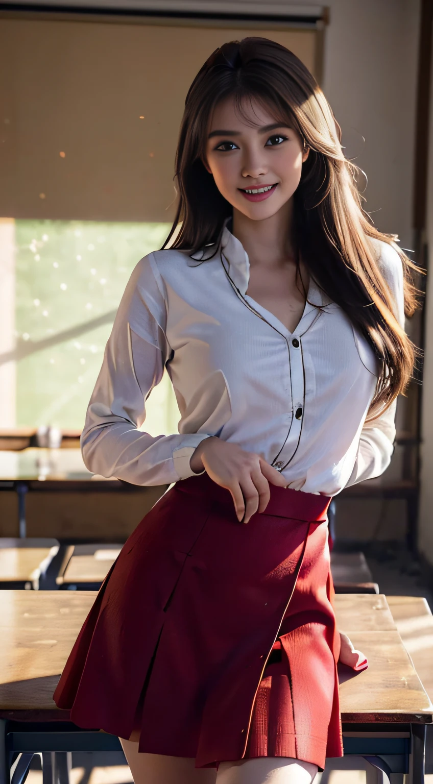 School Girl, Beautiful Girl, uniform, skinny, head shot, plein air、sixteen years old、A smile