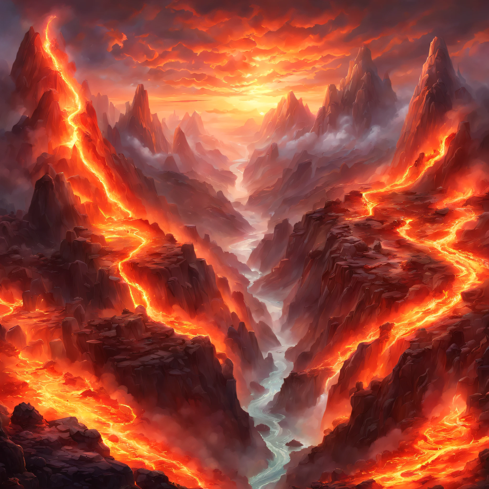 (Stickers)，(Sticker)，(Best quality,Masterpiece, iintricate,Hyper-detailing,8K  UHD,超高分辨率，extremely detailed CG unity wallpaper) ,Great Wilderness East Meridian，Fire unicorn，Fire unicorn in volcanic lava，Surrounded by lightning，Stand on volcanic lava，The peaks are steep，Strange rocks，salama，magma，Dreamland Wonderland、fanciful，Riding，Traditional Chinese elements，Illustrative myths，Fuyao Legend，Dappled light，Hazy haze，mystical aura，tmasterpiece，k hd，Rich in color，Detailed details，Seven colors