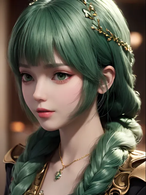 Best quality,masterpiece,ultra high res,(photorealistic:1.4),1girl, Green hair,