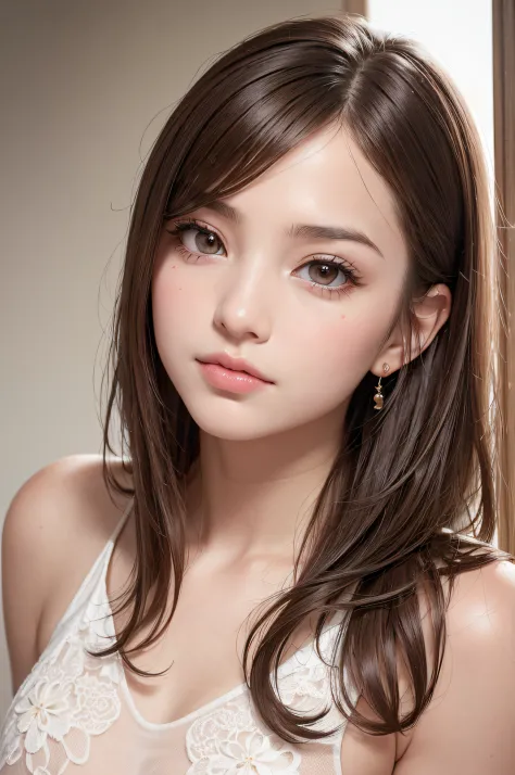 (masutepiece:1.3), High resolution, ultra-detailliert, the Extremely Detailed CG Unity 8K Wallpapers, Realistic, Photorealsitic, Raw photo, beautifull detailed face, Facial balance is the golden ratio、pale skin, realistic glistening skin, Detailed Cloth Te...