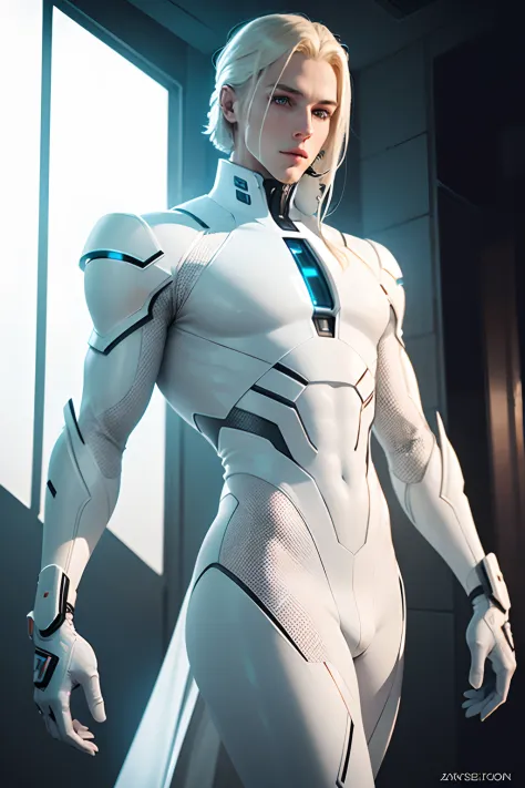 body suit, white suit, futuristic suit, white gloves, skin tight bodysuit -  SeaArt AI