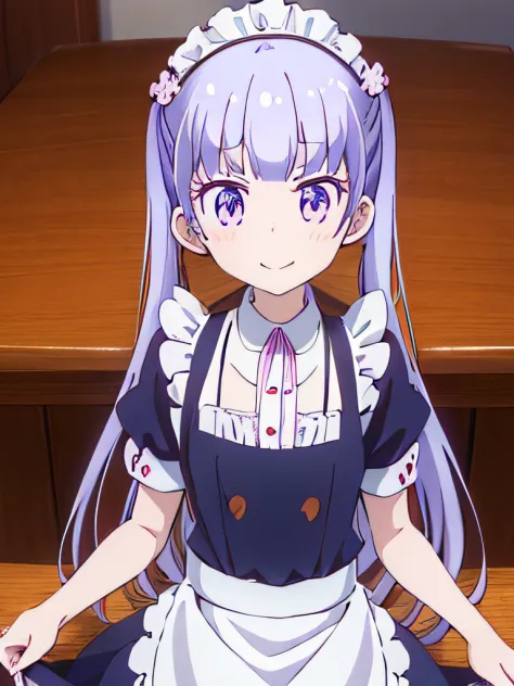 ((masutepiece)), ((Best Quality)), (Ultra-detailed), Anime style,  Cute little girl s, 1girl in, Solo, Maid 00, ((Beautiful eyes))0, Smile