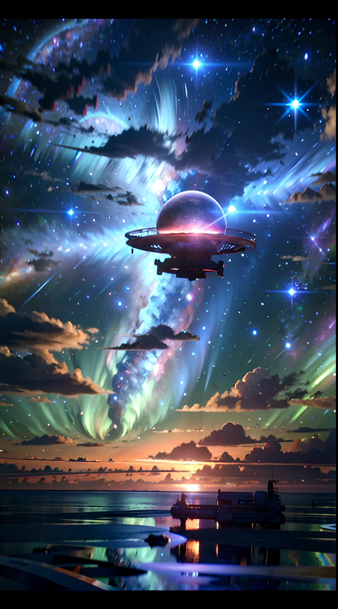 Wide-angle lens view, Spaceship, Star Trek style, Intricate technical details, Pink planet with clouds left in the background, Outer space in the background, Asteroid floating in space in the background, Starry sky, Wide view, Sharp focus, Dramatic lighting, author：Gene Rodenbury, Sci-fi style, nasa, Award-winning, Best quality, UltraHD 8K 4K wallpaper, concept-art,  Trend at Artstation