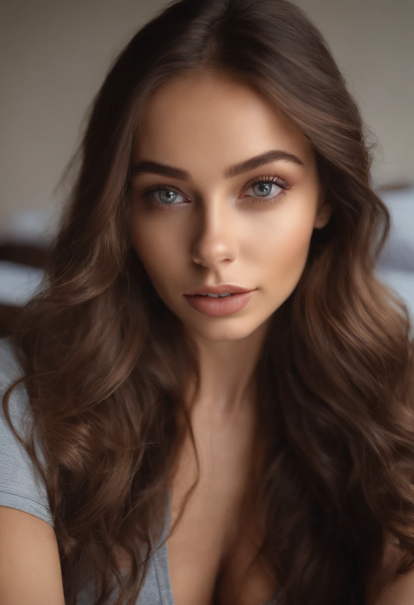 A close up of a woman with long hair and blue eyes - SeaArt AI