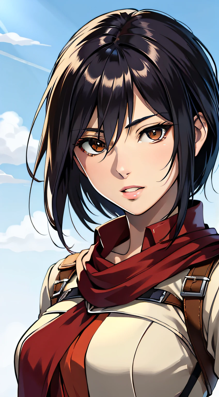 (obra maestra:1.2, mejor calidad), Fotorrealista, (Híper realista:1.2), Hermoso, Mikasa de AOT