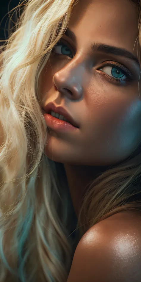 Masterpiece, beautiful German girl, blonde, uptown, cleavage, very detailed, dramatic lighting, digital art trends on Artstation...