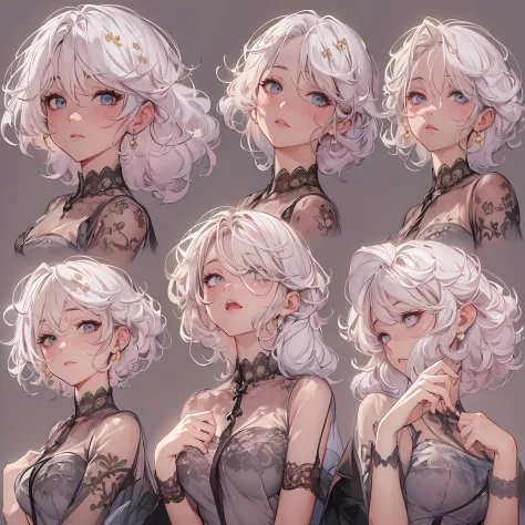 ((Masterpiece, Highest quality)), Detailed face, CharacterDesignSheet， full bodyesbian, Full of details, Multiple poses and expressions, Highly detailed, Depth, Many parts，1girll，Floating in the sky，Cloud Girl，​​clouds，ogle，Extremely beautiful，brightly，Nat...