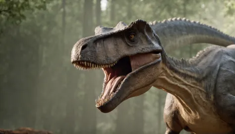 image of a dinosaur with its mouth open, with sharp teeth