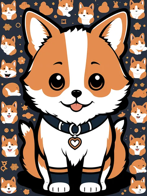 Sticker style, Anime style, tchibi, 1 Corgi, Cute corgi avatar - SeaArt AI