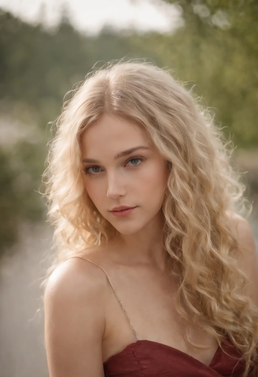 18 Yo fille, Sein nue, petit et beau long mamelon dure, with long curly hair, Blonde, beau visage, Pluie, toit, Masterpiece, intricately-detailed, anatomie parfaite, visage & Body details.