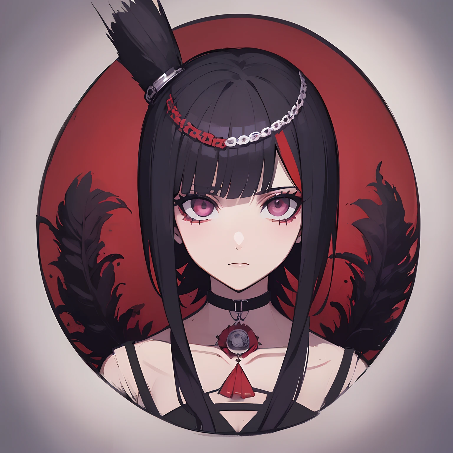 Anime girl with black hair and red eyes wearing a crown - SeaArt AI