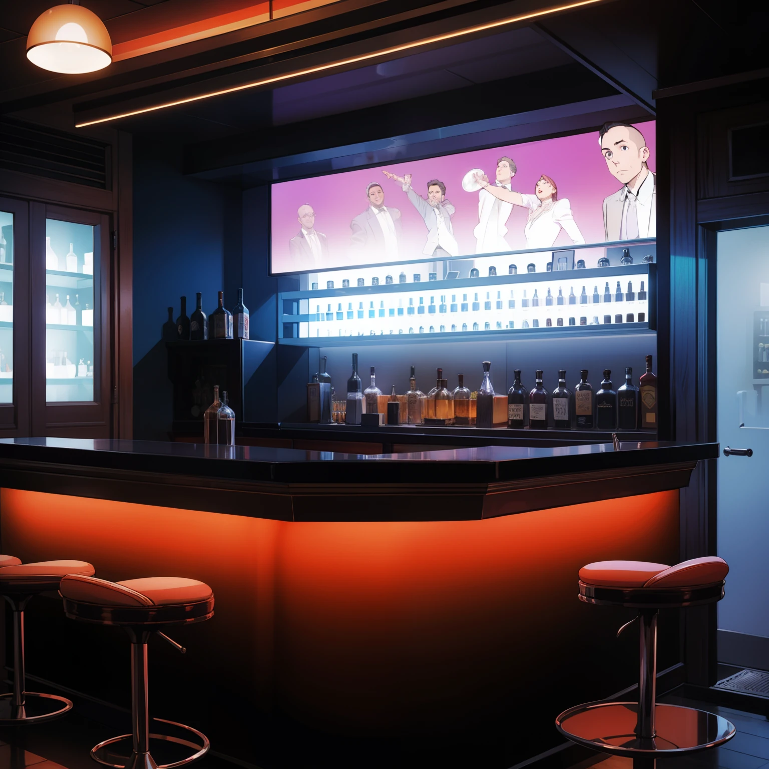 ((Modern Jazz bar interior))