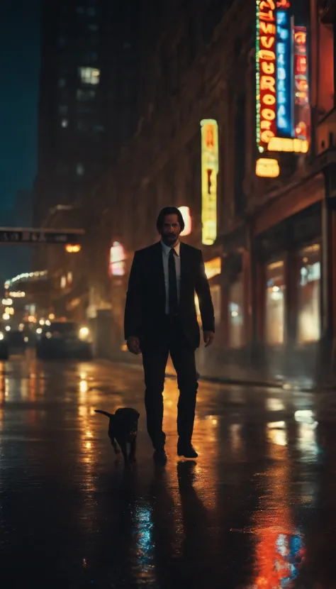 /Imagine Prompt: color photo of John Wick in a cyberpunk cyber environment
John Wick, Un asesino legendario, se encuentra en el centro del marco, His intense gaze piercing the camera lens. His chiseled face reveals a hardened determination, accentuated by ...