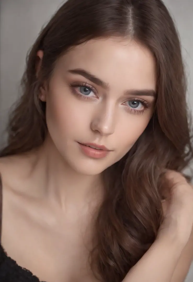 Arafed woman completely , fille sexy aux yeux bleus, ultra realist, Meticulously detailed, Portrait Sophie Mudd, cheveux bruns et grands yeux, selfie of a young woman, marche, Violet Myers, sans maquillage, maquillage naturel, looking straight at camera, V...