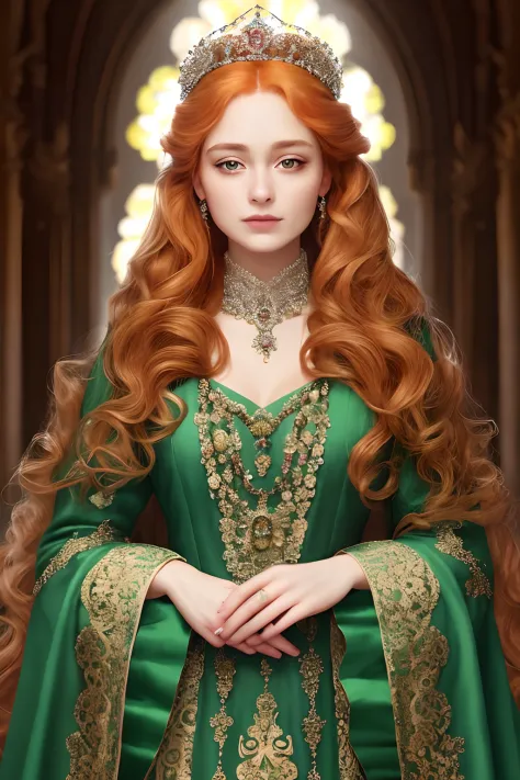 (FollyNobodySD15:0.8) medieval portrait fantasy (royalty:1.1) long [ginger|blonde] wavy hair princess glorious elaborate ornate ...