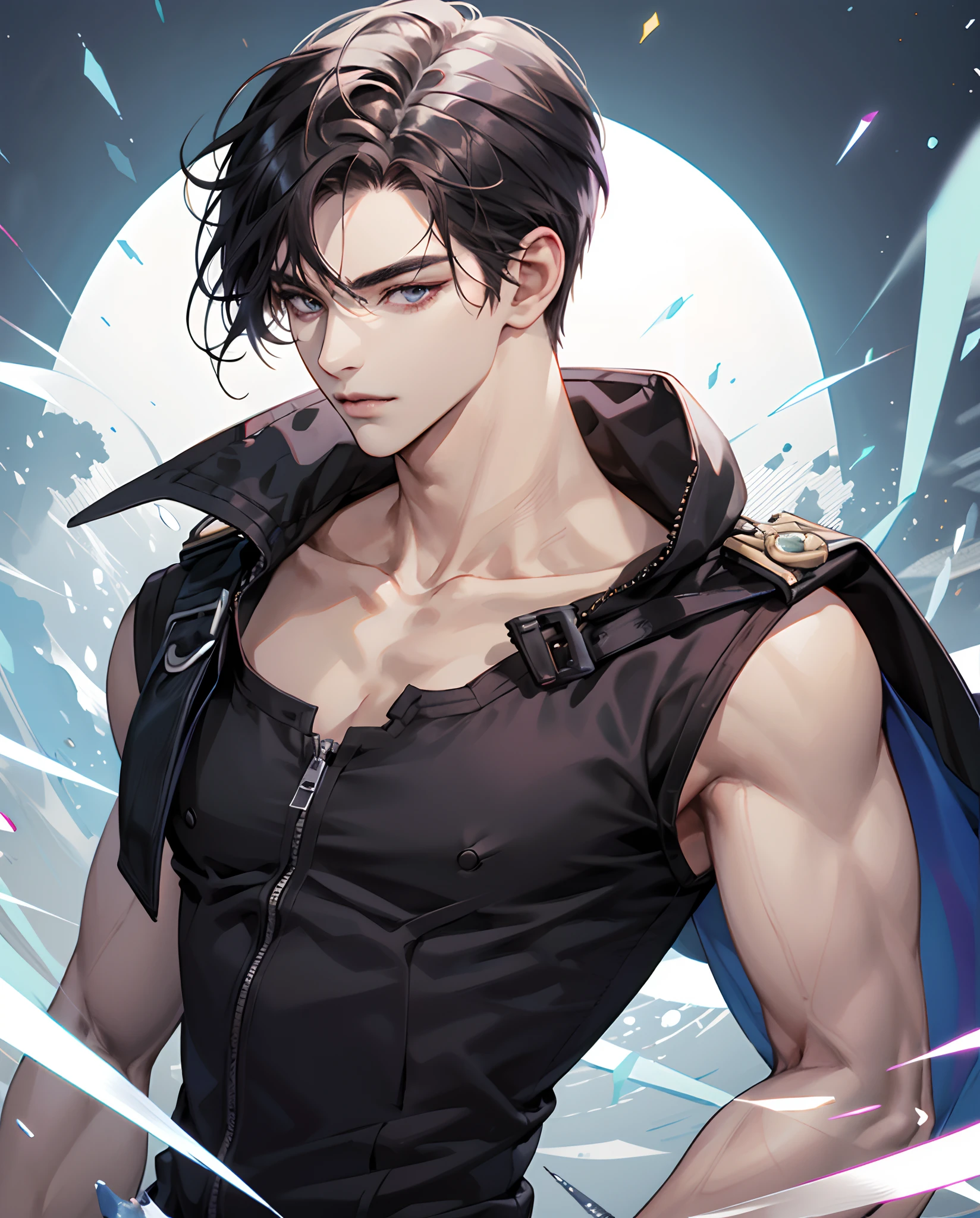 Anime guy with a black shirt and a black cape - SeaArt AI