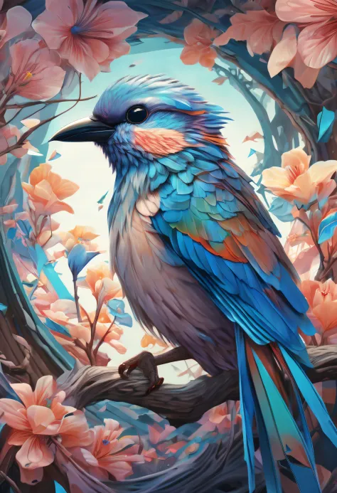 a bird in perfect geometrical harmony, intricate and hyperdetailed by Android Jones, Emily Kell, Rossdraws, Andree Wallin, Sung Choi, fluid ink and oil splash painting artistic fantasy art, album cover art, amazing depth, perfect ratio, hdr, 8k resolution, perfect balanced styles, intense light, muted colors,hyperdetailed masterwork by head of prompt engineering