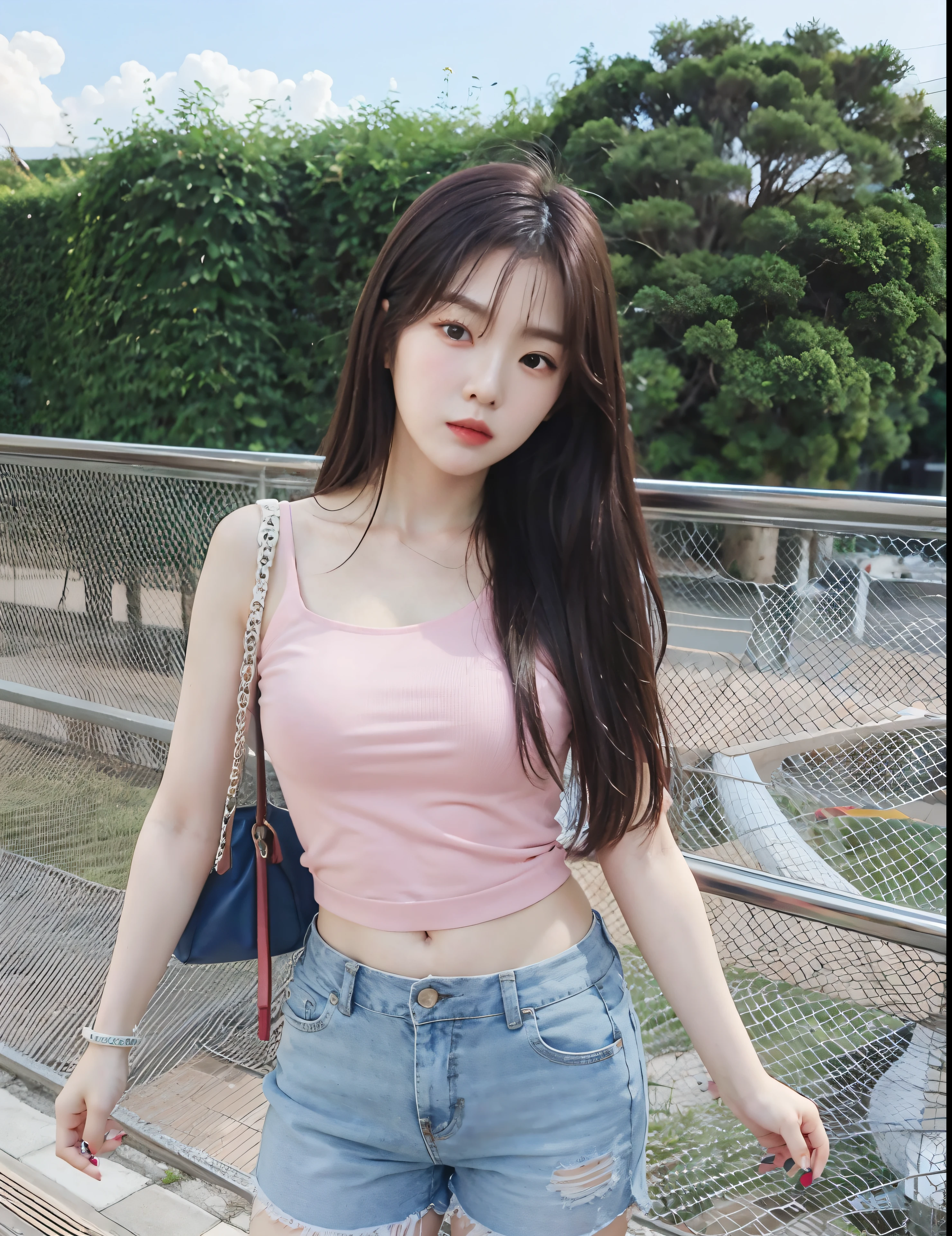 araffe asian woman in a green top and black shorts, korean girl, gorgeous  young korean woman, 2 4 year old female model, asian girl - SeaArt AI