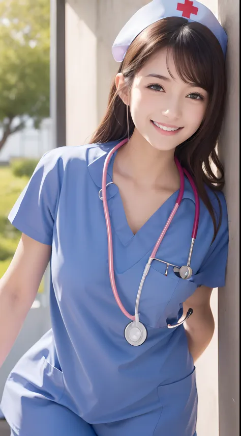(Female Nurse:1.4),Beautiful 16 year old woman,Natural smile,