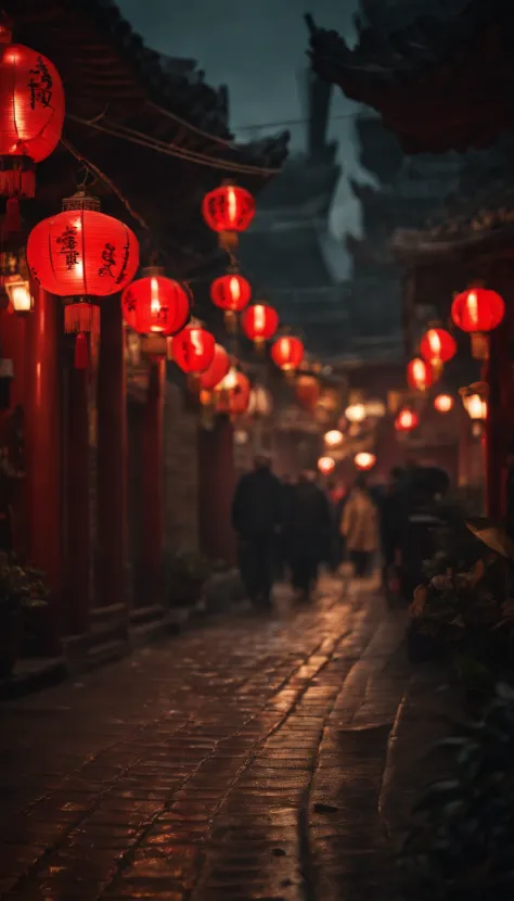 Chinese cityscape、red lantern