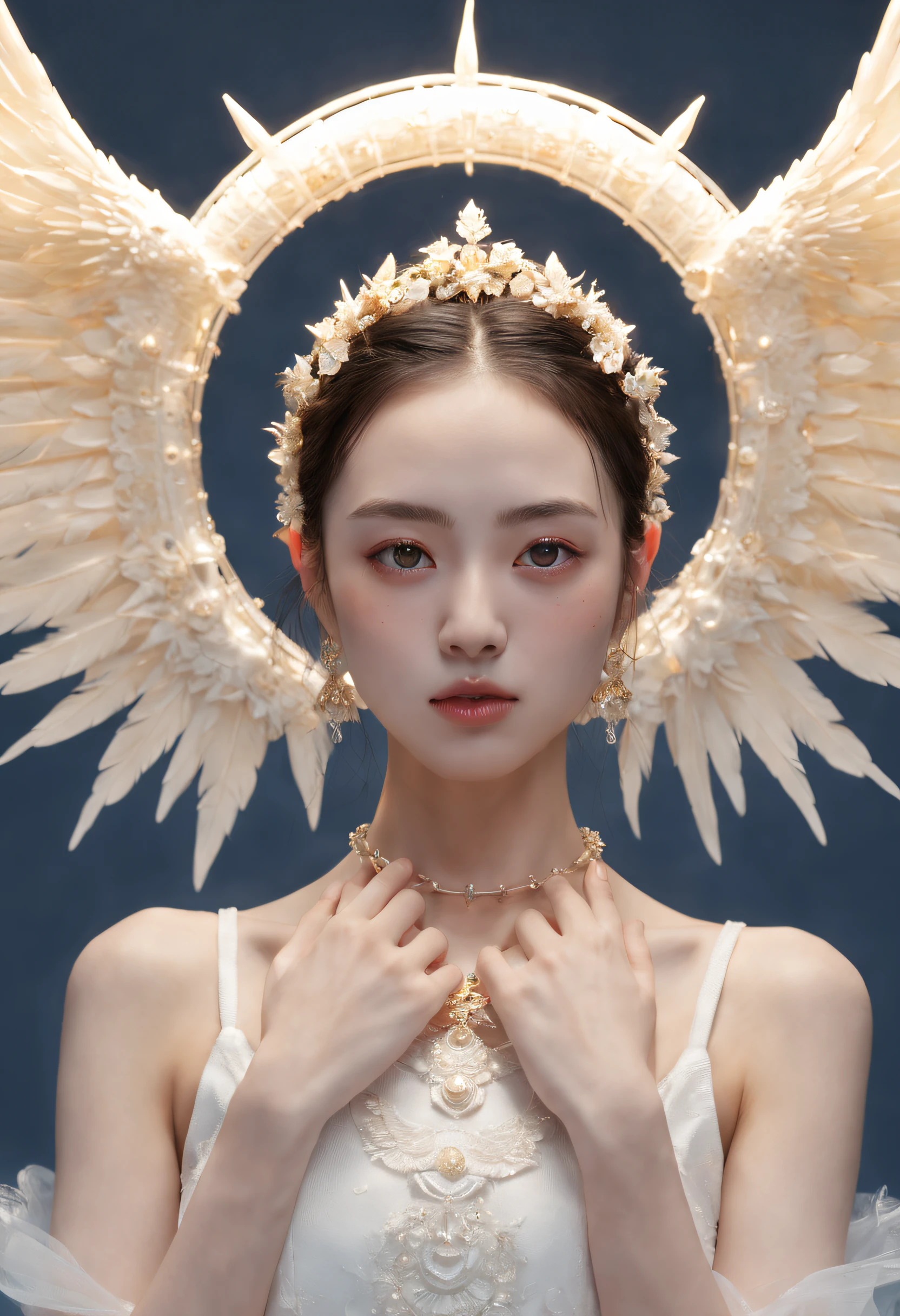 xxmixgirl, seraphins, mystical creature with hundreds of eyes and wings, with the shape of a giant ring, circular hoops around body, massive size, angelical lights