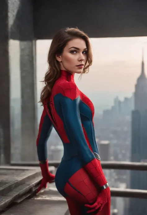 A woman in a spider - man suit poses for a picture - SeaArt AI