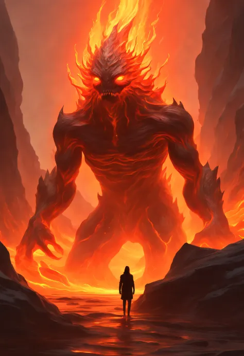 Positive prompt: Design a captivating concept art piece featuring an Ethereal Fantasy Lava Monster emerging from molten lava, should exude celestial and ethereal qualities with painterly textures, Emphasize epic, majestic, magical, fantastical elements thr...
