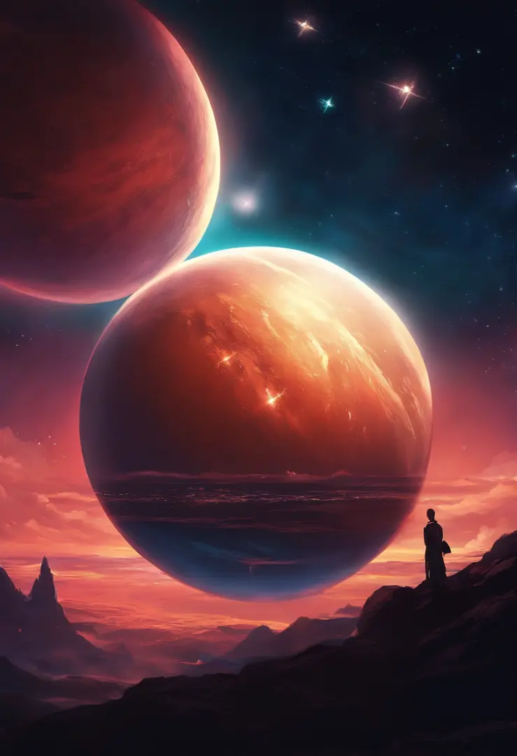 anime image of a planet with a star in the background, epic anime art, inspired by Cyril Rolando, anime fantasy illustration