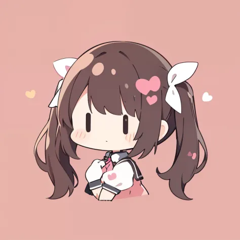 flat avatar, 1girl, nervous expression, dark brown hair((Twintails)), Y2K clothes((hot pink and white)),simple background((white)), hearts surrounding her.
