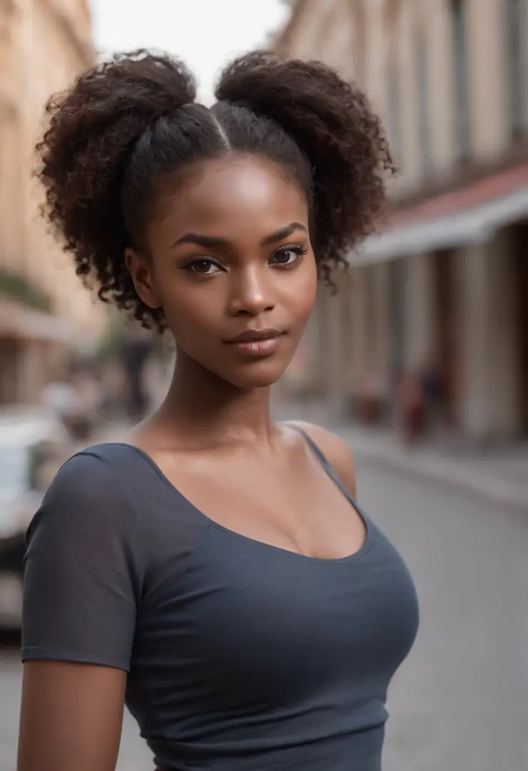 Beautiful Black Woman Afro Hairstyle Wear White Bra Looking Camera Stock  Photo by ©kiuikson 229907382