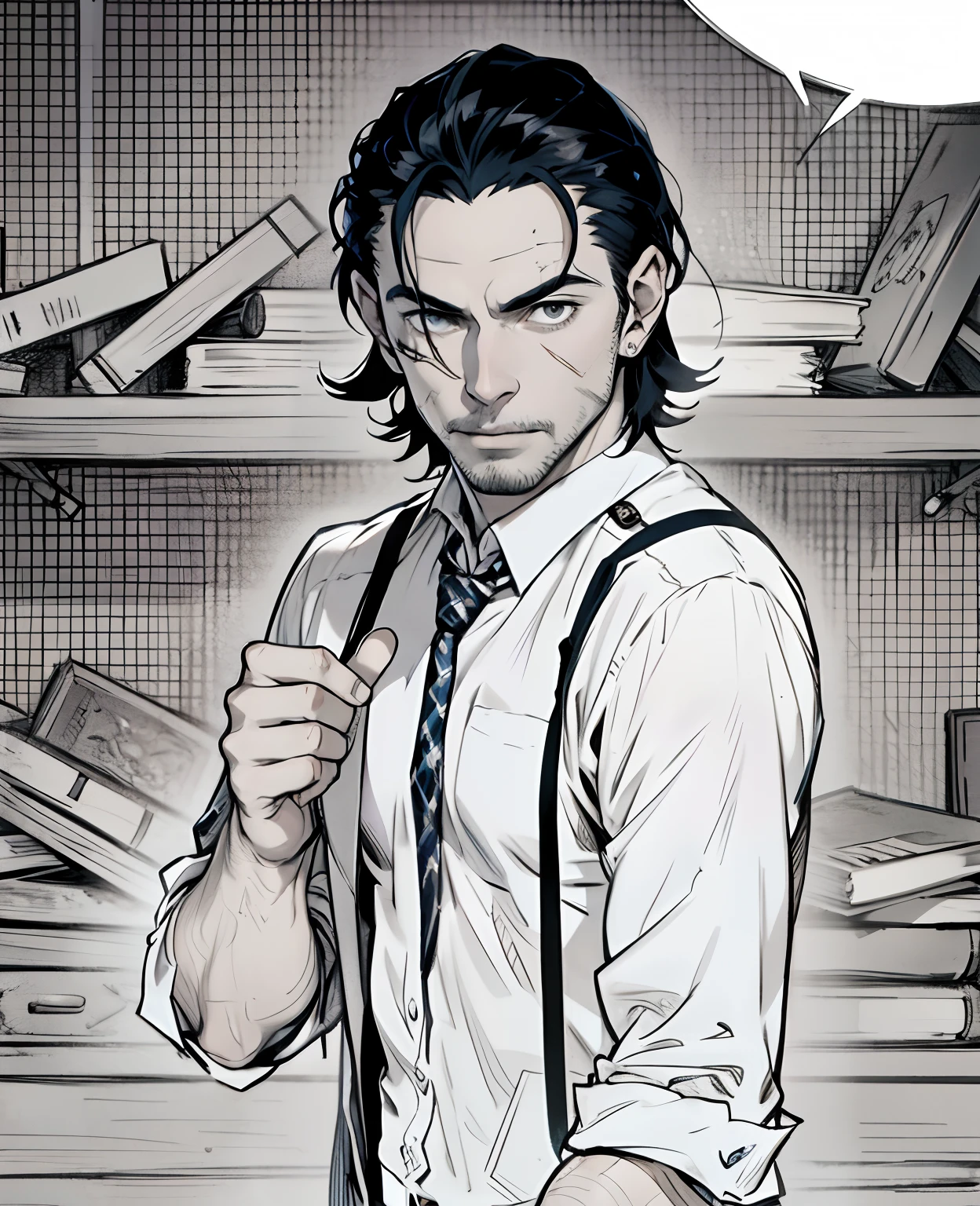 صورة لرجل في ربطة عنق,جول تيتيشي, رجل وسيم في فن قاتل الشياطين,