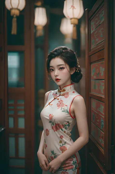 (masterpiece), (best quality), (perfect body), 1girl, stunning beauty, beautiful girl, 40s shanghai style, cheongsam, cinematic,...