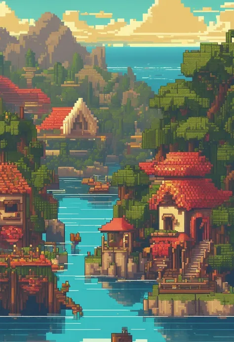 Pixel art tourist destination landscape, 3d pixel art 4k wallpaper ...