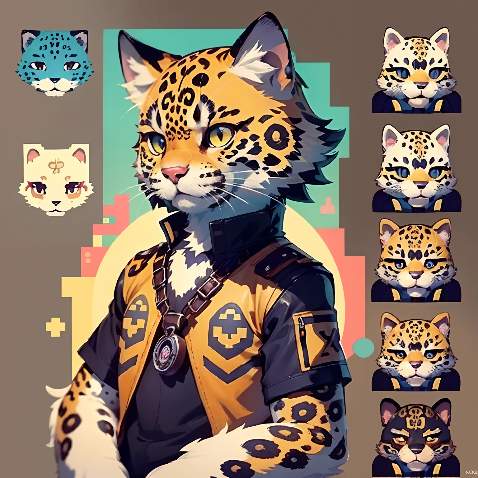 top quality, best quality, High-quality illustrations, masterpiece, super high resolution, mother2 map(angelic cute 1boy, kemono, solo focus)(furry anthro)(Furry body, dog facial features, jaguar body features)(very detailed body fur), pixel art, dots, Quarter View, Isometric View, Cerrado biome, ounce