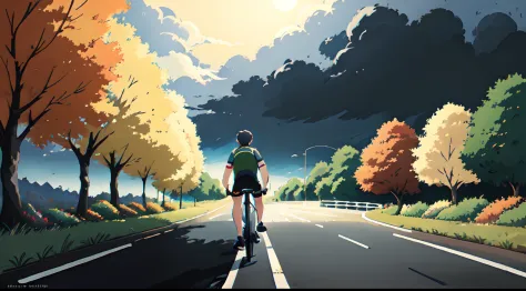 (cycliste seul: 1.5), (Realistic bike: 1.5), (realistic cyclist: 1.5), Plan en gros plan, Le meilleur des meilleurs, automne, nu...
