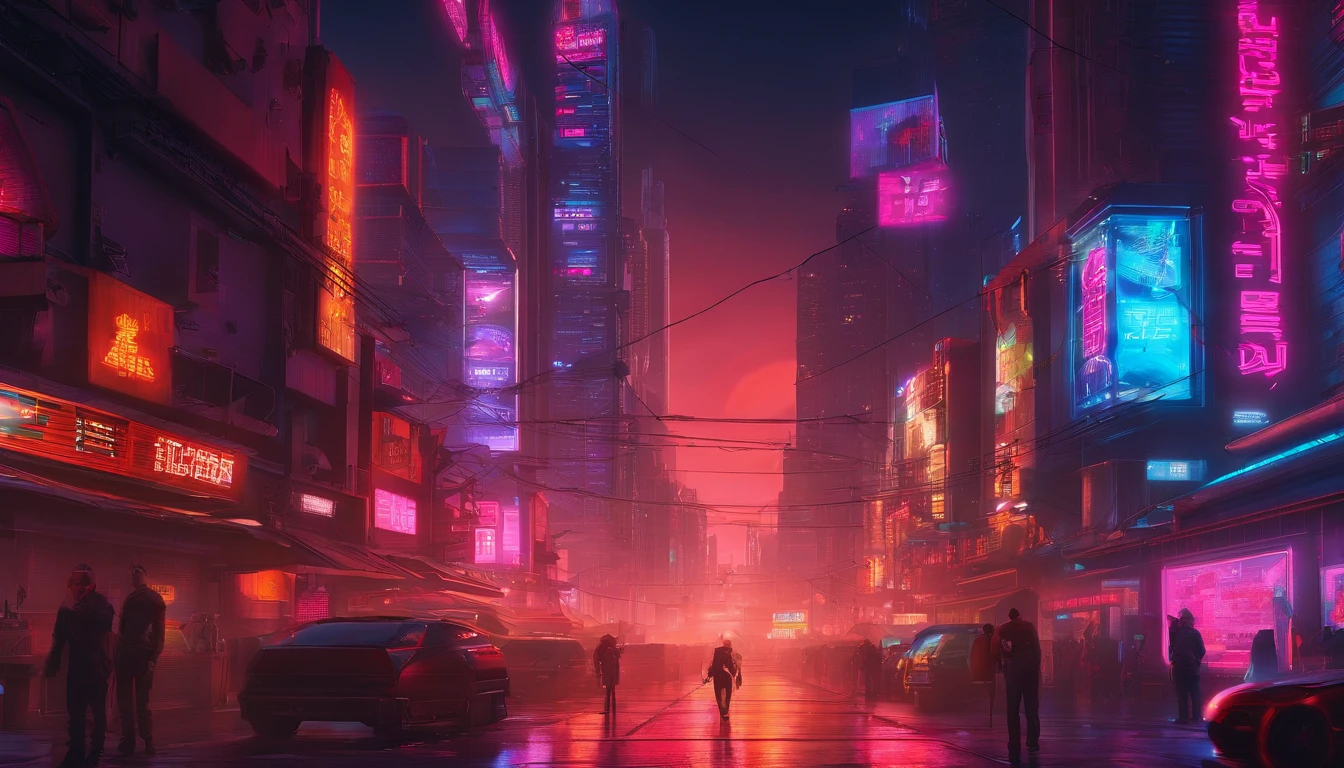 Cidade ao estilo cyberpunk, Lighting style: street lighting, Futuristic