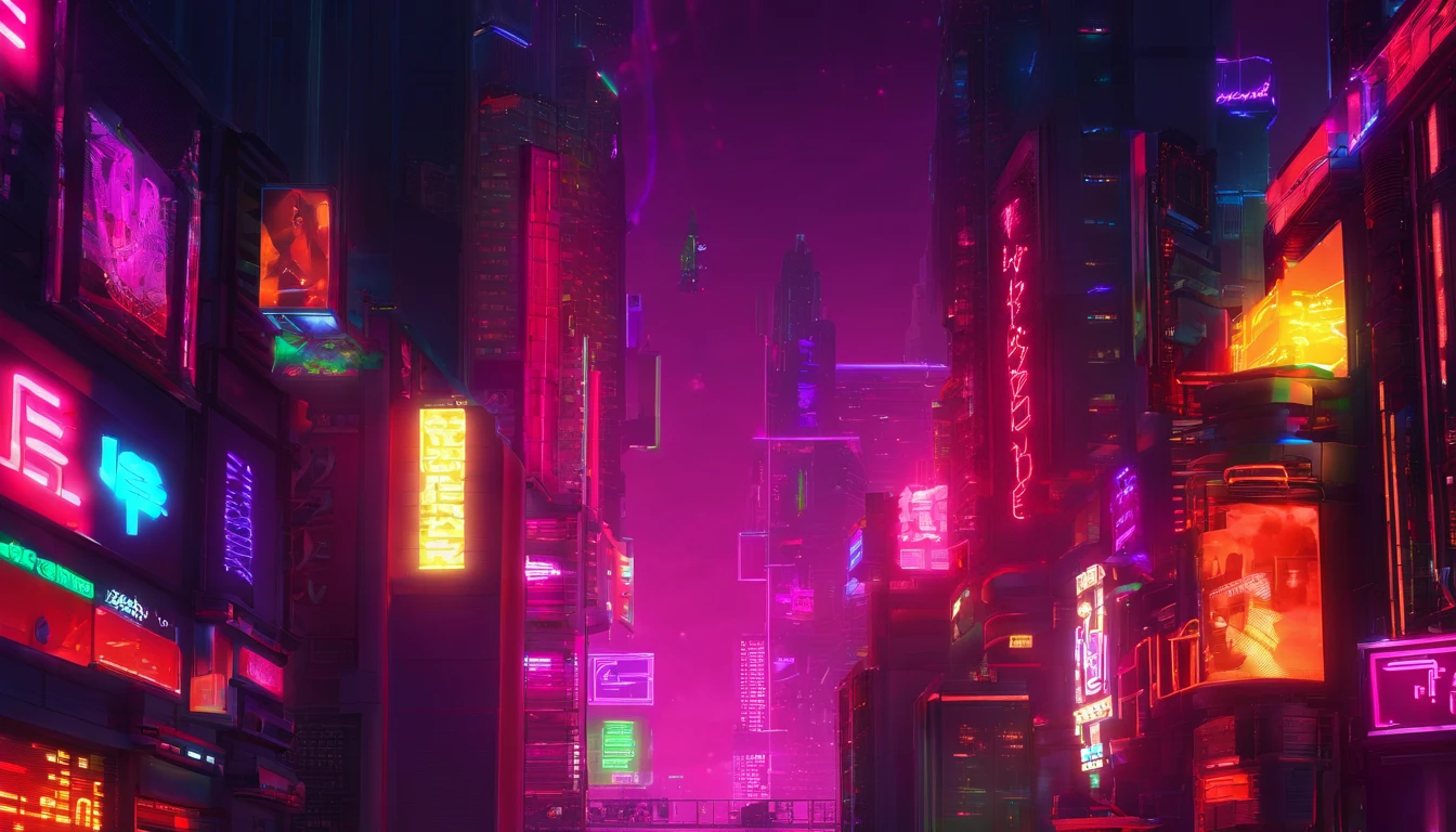 Cidade ao estilo cyberpunk, Lighting style: street lighting, Futuristic